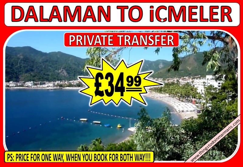How much is taxi from Dalaman Airport to Içmeler
